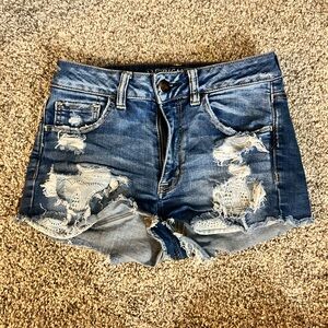 American Eagle Blue Distressed Jean Shorts